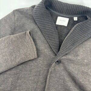 Billy Reid Shawl Collar Cardigan Mens Large Gray Excellent Cotton Fleece Sweater